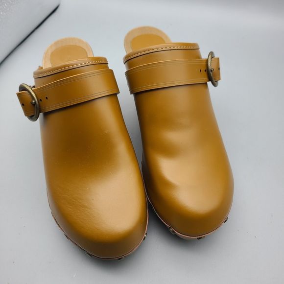 Isabel Marant Titya Clogs Mid-Heel Studded Camel Leather stud wood Sz 6 36 new - Picture 4 of 10